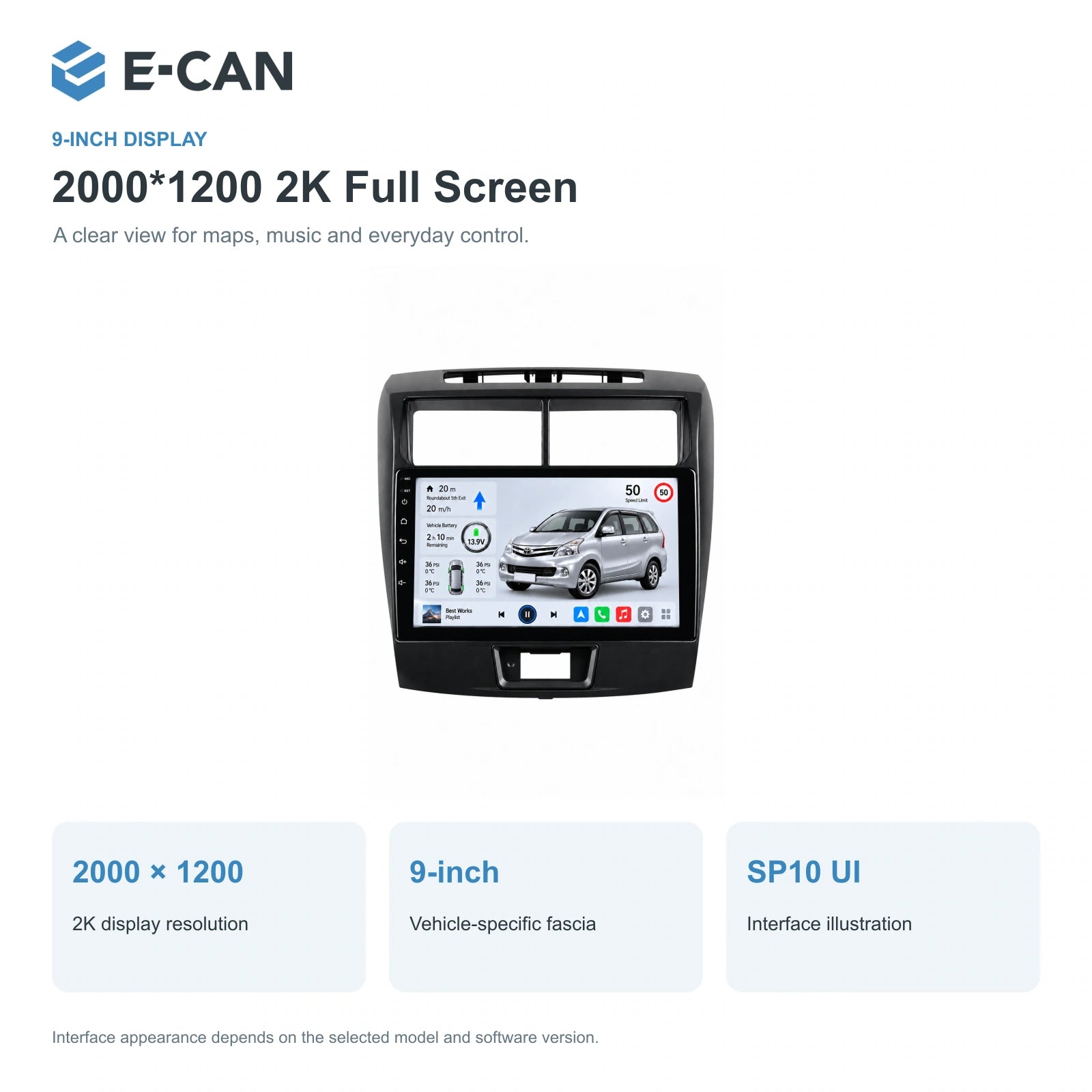 E-CAN Toyota avanza 9-inch · 2012–2018 matched fascia feature