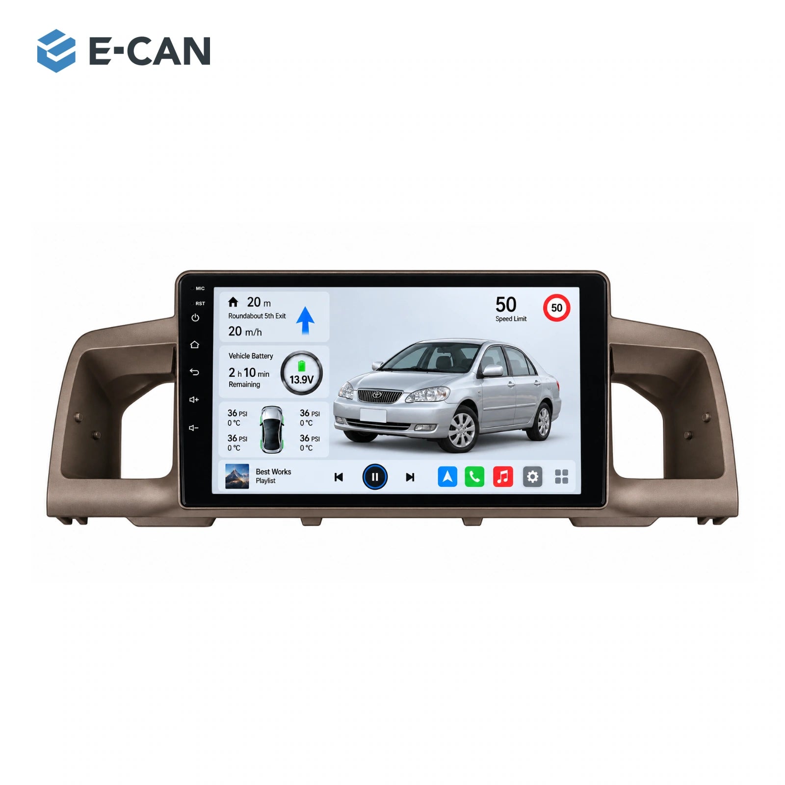9-inch · 2007–2012 matched fascia for Toyota Corolla EX 2007–2012