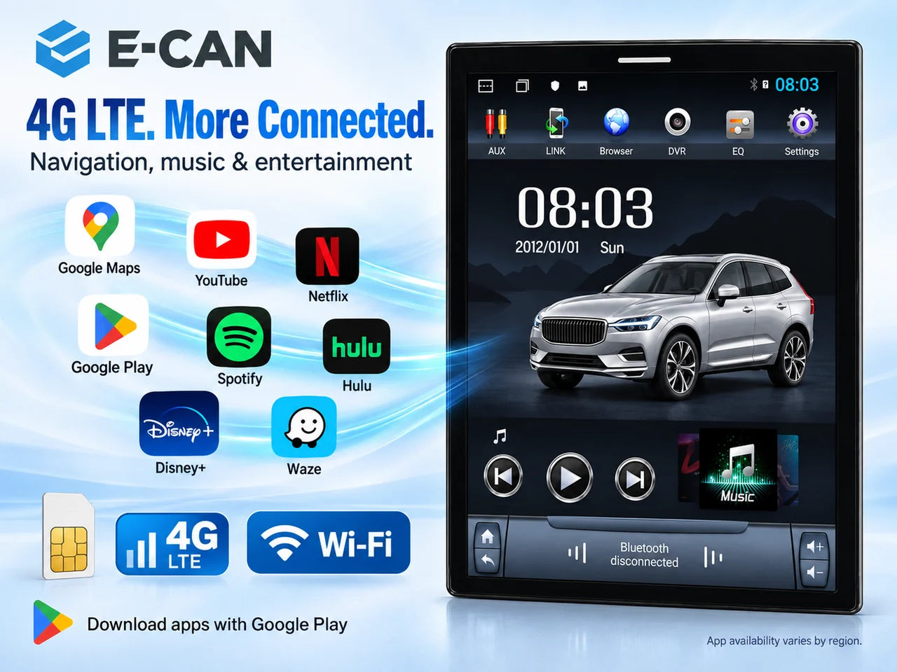 4G connectivity and apps on the Volvo head unit