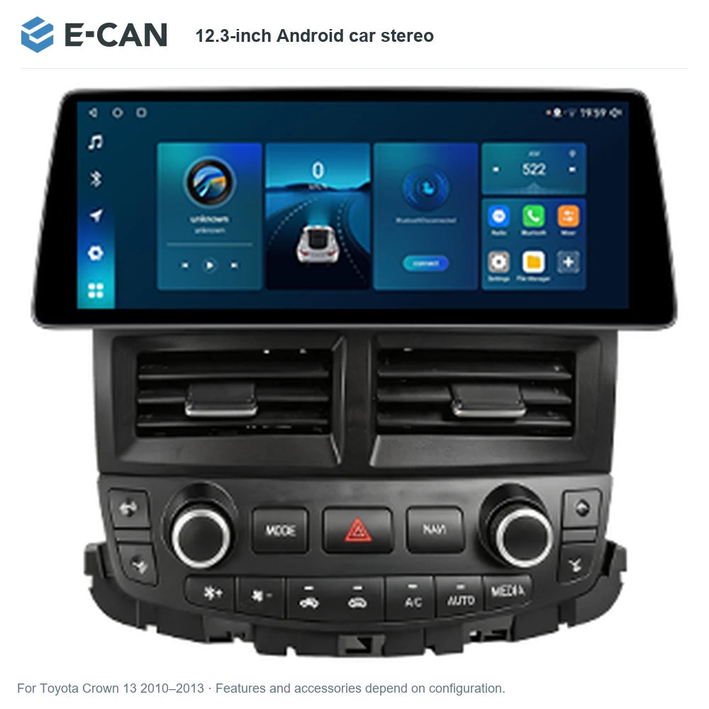 E-CAN 12.3-inch Android car stereo for Toyota Crown 13 2010–2013