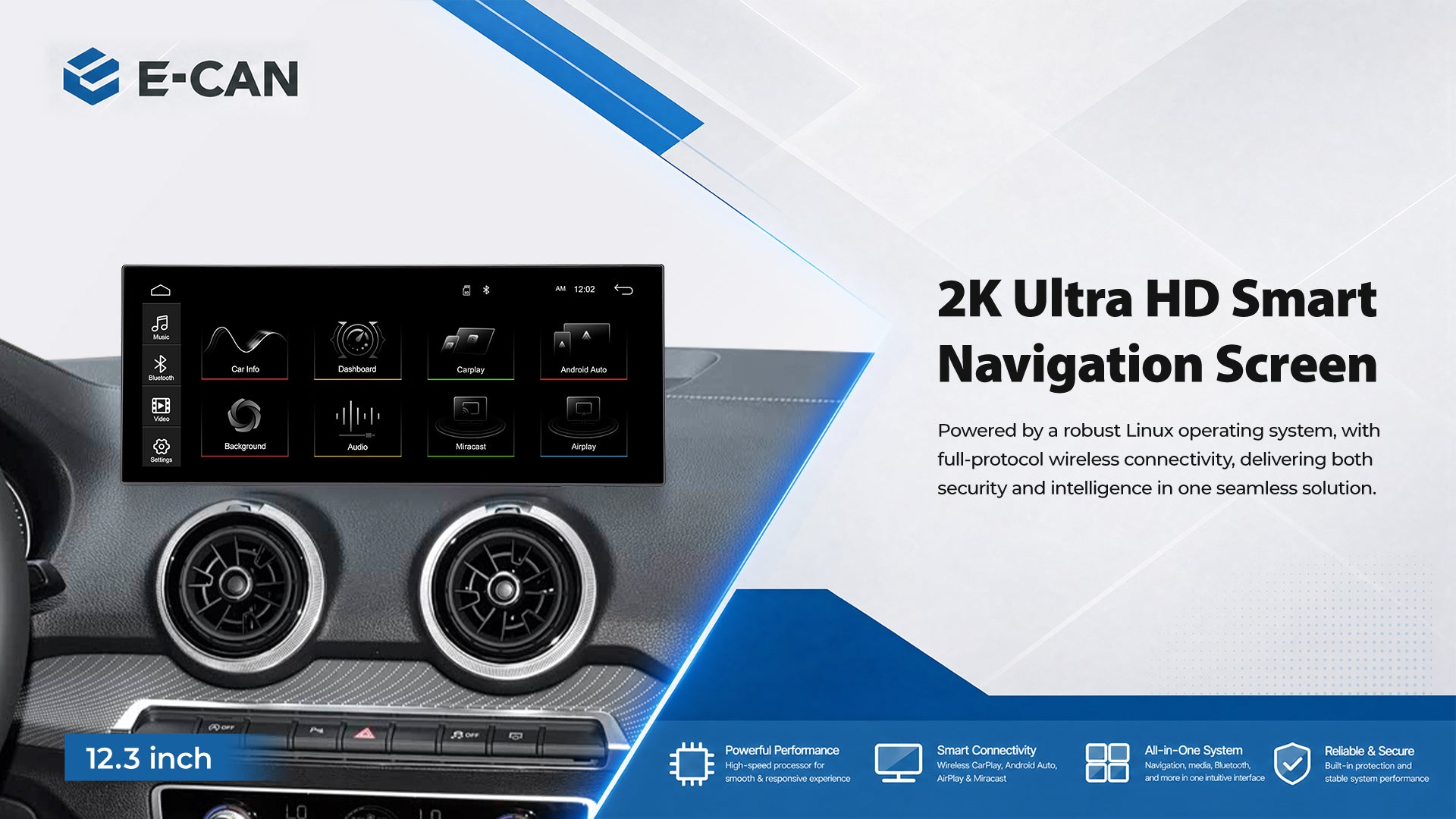 For Audi Q2L 2018-2022 Linux Car Audio Head Unit Wireless CarPlay/Android Auto Bluetooth | EC-L1