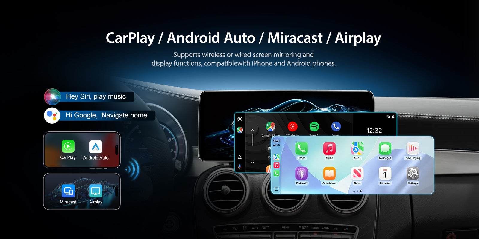 For Mercedes Benz GLC C Class W205 X253 2016-2020 Wireless CarPlay/Android Auto Linux Touch Screen Multimedia | EC-L1