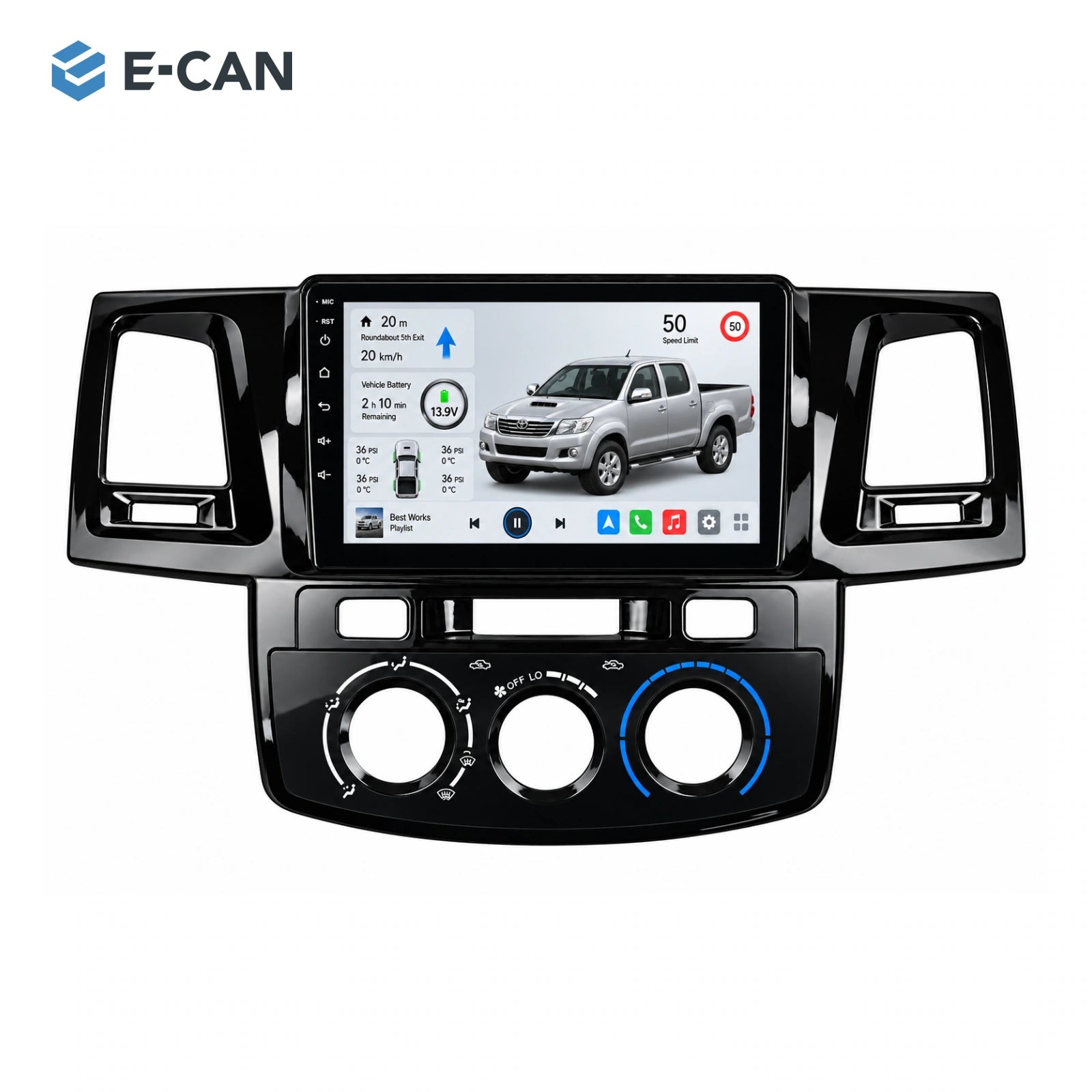 9-inch · 2011–2015 matched fascia for Toyota Hilux Vigo Manual A/C 2011–2015
