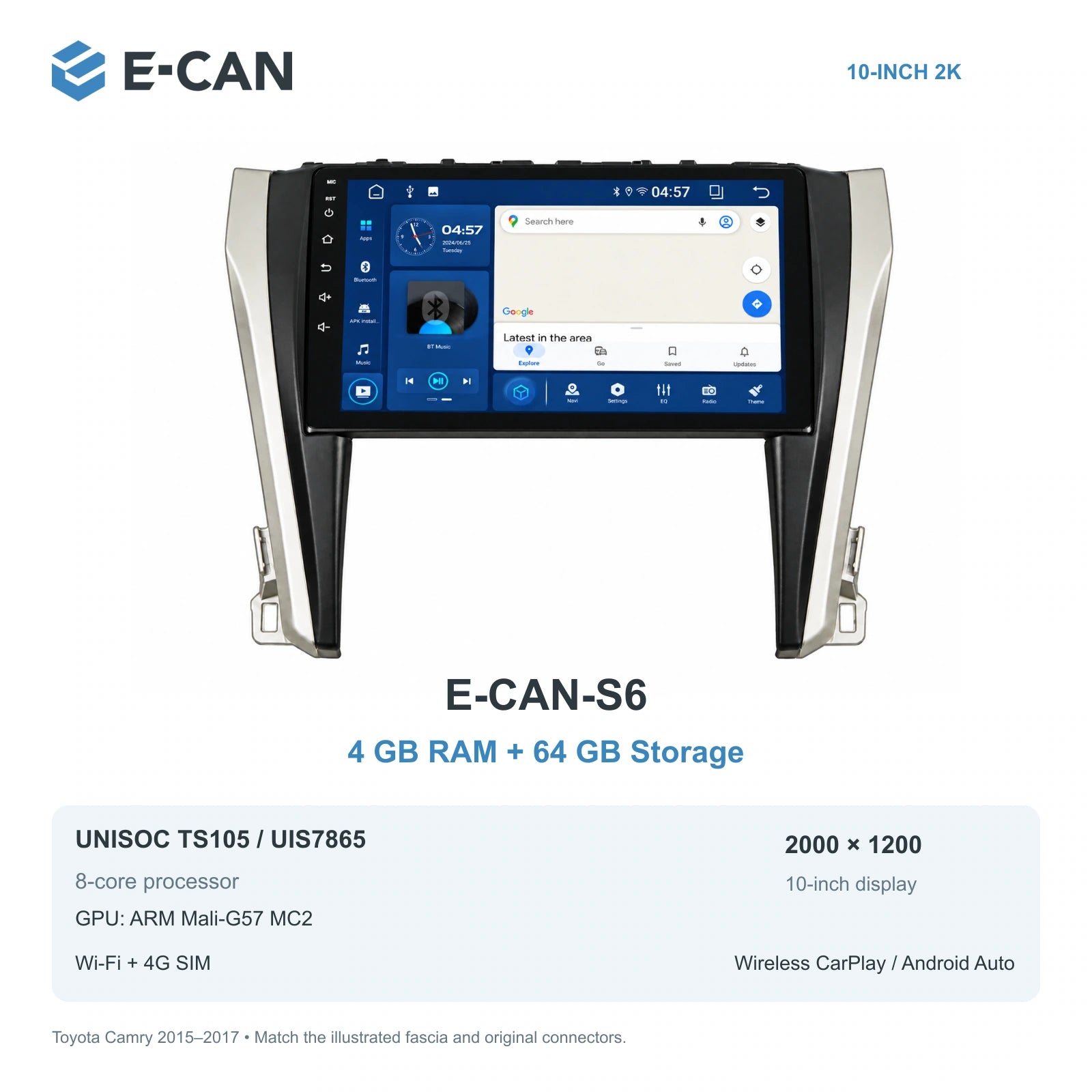 E-CAN Toyota camry Asia facelift · 2015–2017 E-CAN-S6 4GB + 64GB