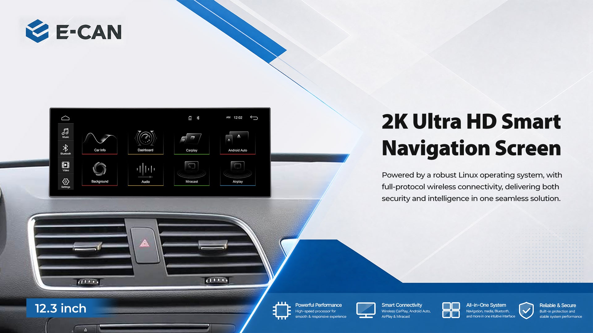 For Audi Q3 2012-2018 10.25" 12.3" Linux Car Audio Head Unit Wireless CarPlay/Android Auto Bluetooth | EC-L1