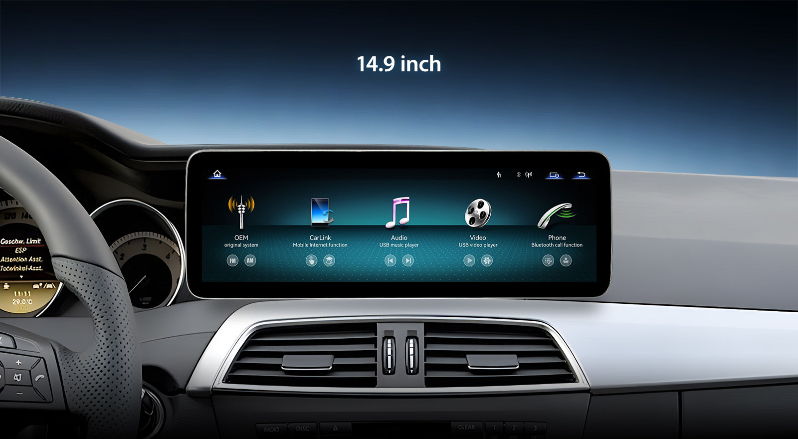 For Mercedes Benz C Class W204 S204 2011-2013 Wireless CarPlay/Android Auto Linux Touch Screen Multimedia | EC-L1