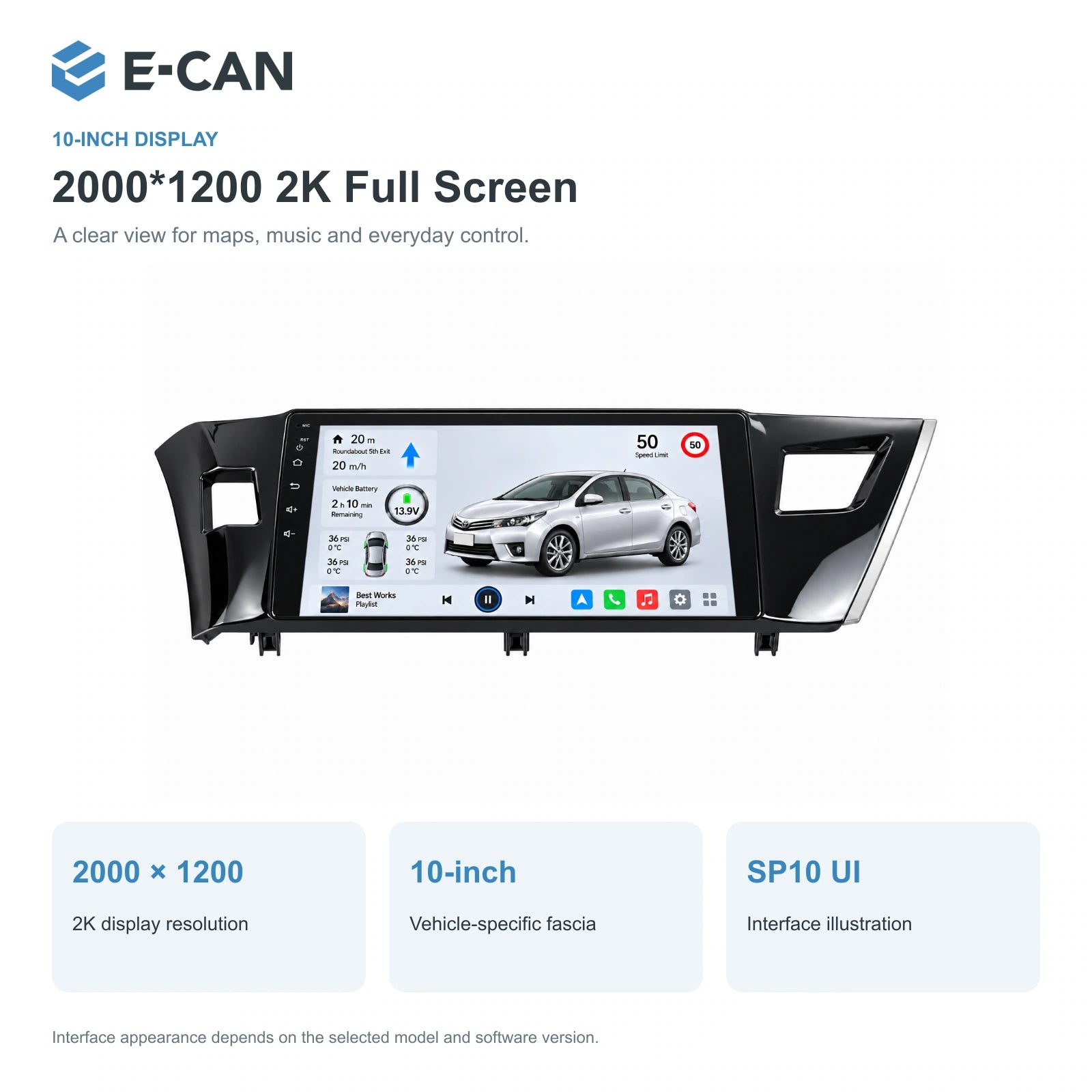 E-CAN Toyota corolla China LHD fascia · 2014–2016 feature