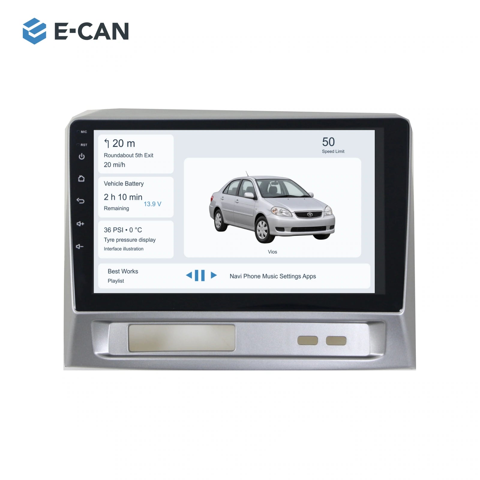 9-inch · 2004–2007 matched fascia for Toyota Vios 2004–2007