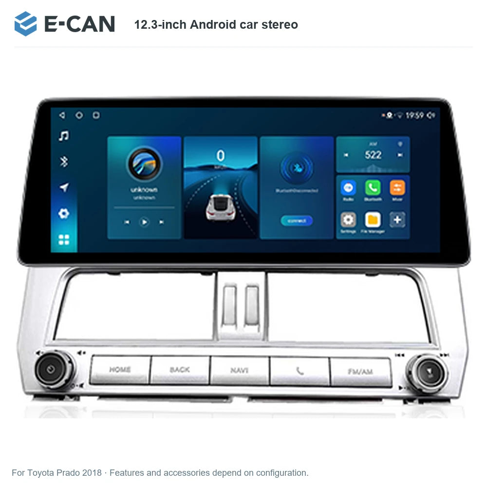 E-CAN 12.3-inch Android car stereo for Toyota Prado 2018