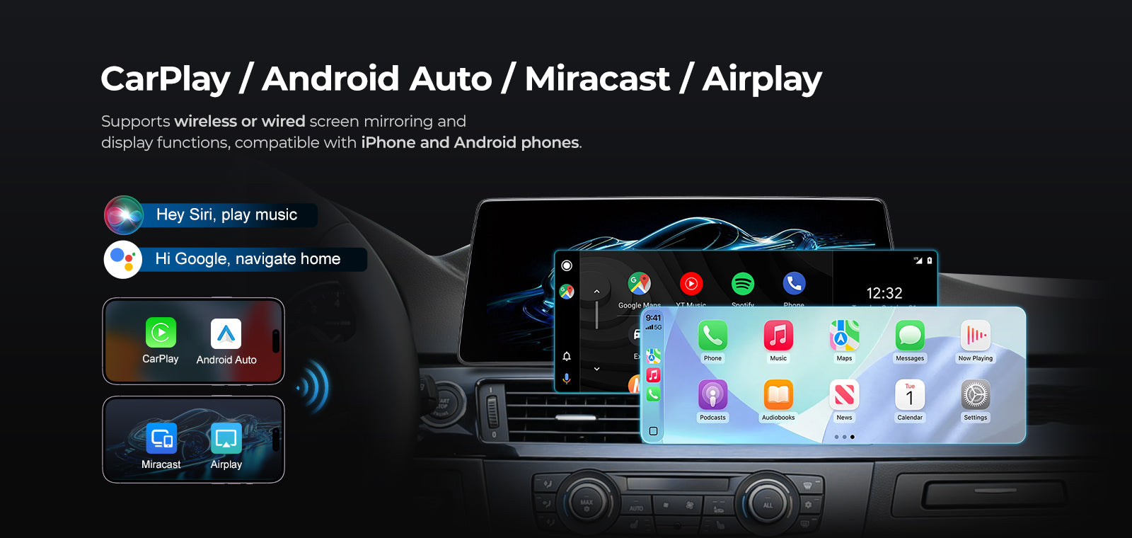 2005-2012 BMW 3 Series E90 E91 Linux Screen 10.25" 12.3" Bluetooth Car Stereo Apple CarPlay | EC-L1