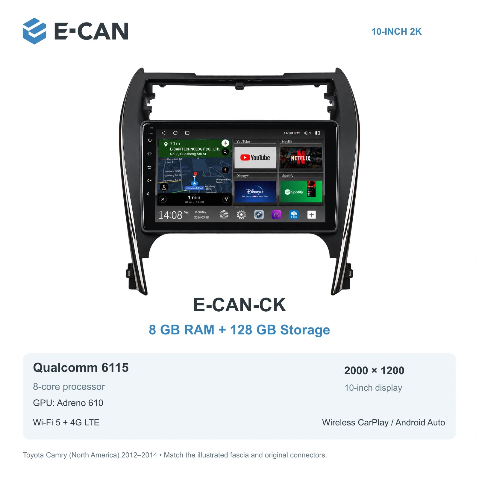 E-CAN Toyota camry North America · 2012–2014 E-CAN-CK 8GB + 128GB