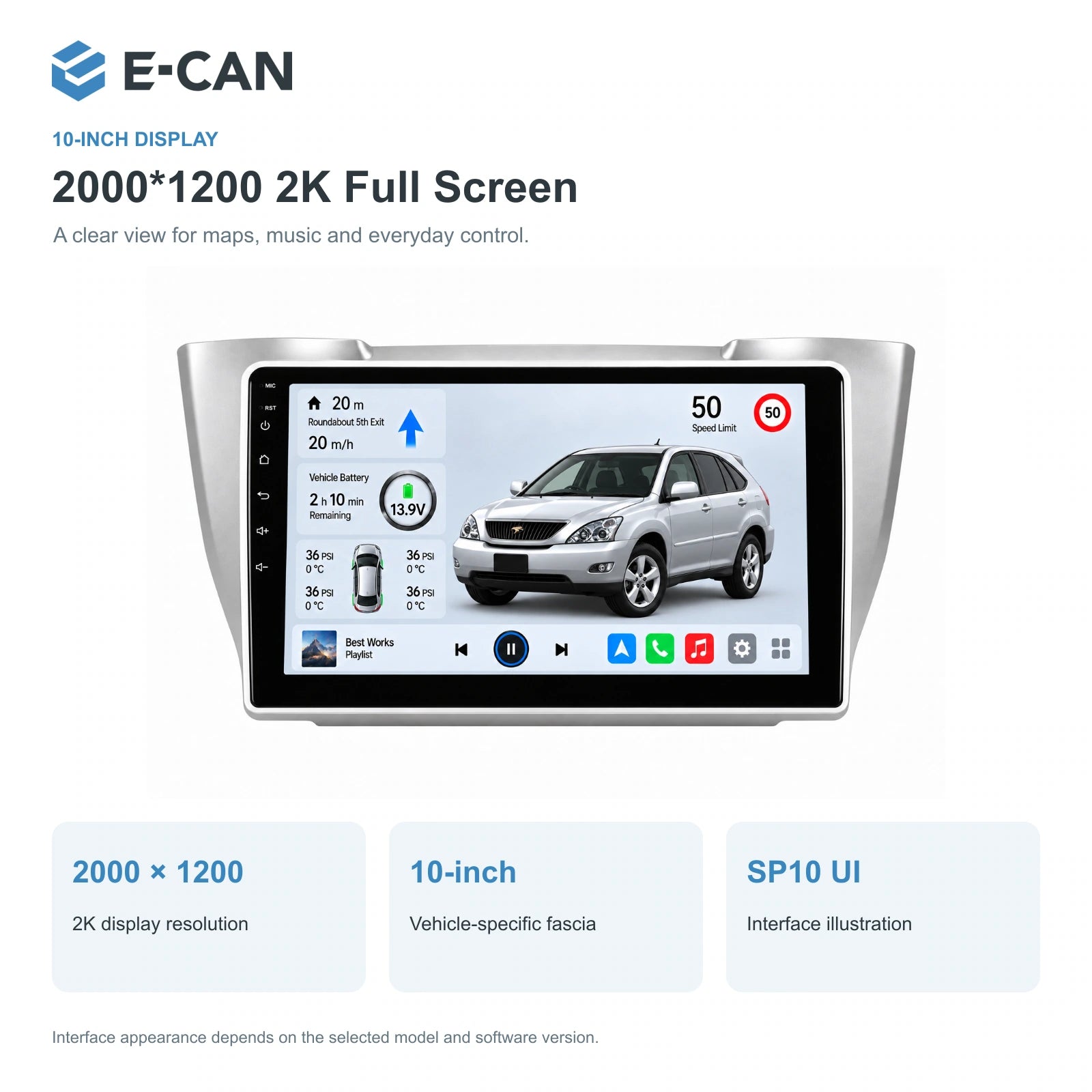 E-CAN Toyota harrier 10-inch · 2003–2009 matched fascia feature