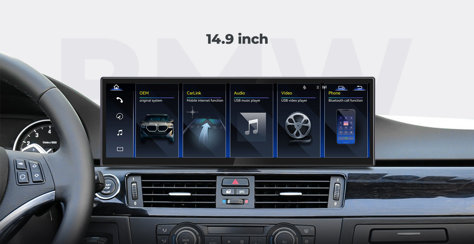 2005-2012 BMW 3 Series E90 E91 Linux Screen 10.25" 12.3" Bluetooth Car Stereo Apple CarPlay | EC-L1