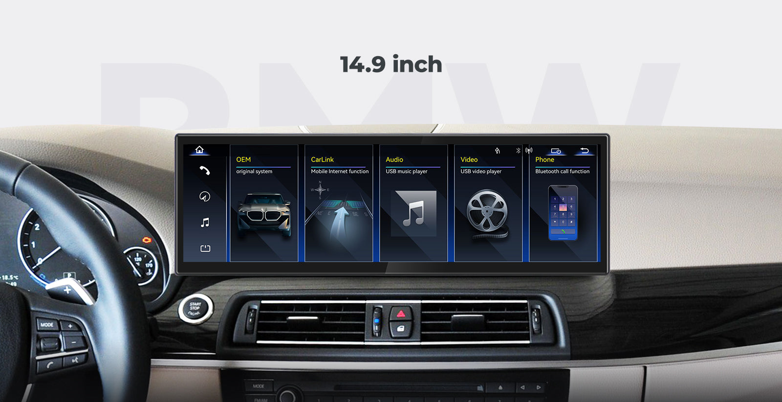 14.9" Head Unit 2005-2011 BMW 3/5 Series E60 E61 E63 E92 E93 Car Multimedia Linux Screen CarPlay Navigation | EC-L1