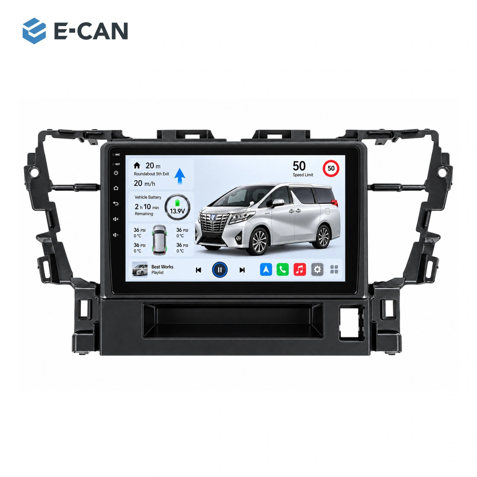 10-inch · 2016–2018 matched fascia for Toyota Alphard 2016–2018