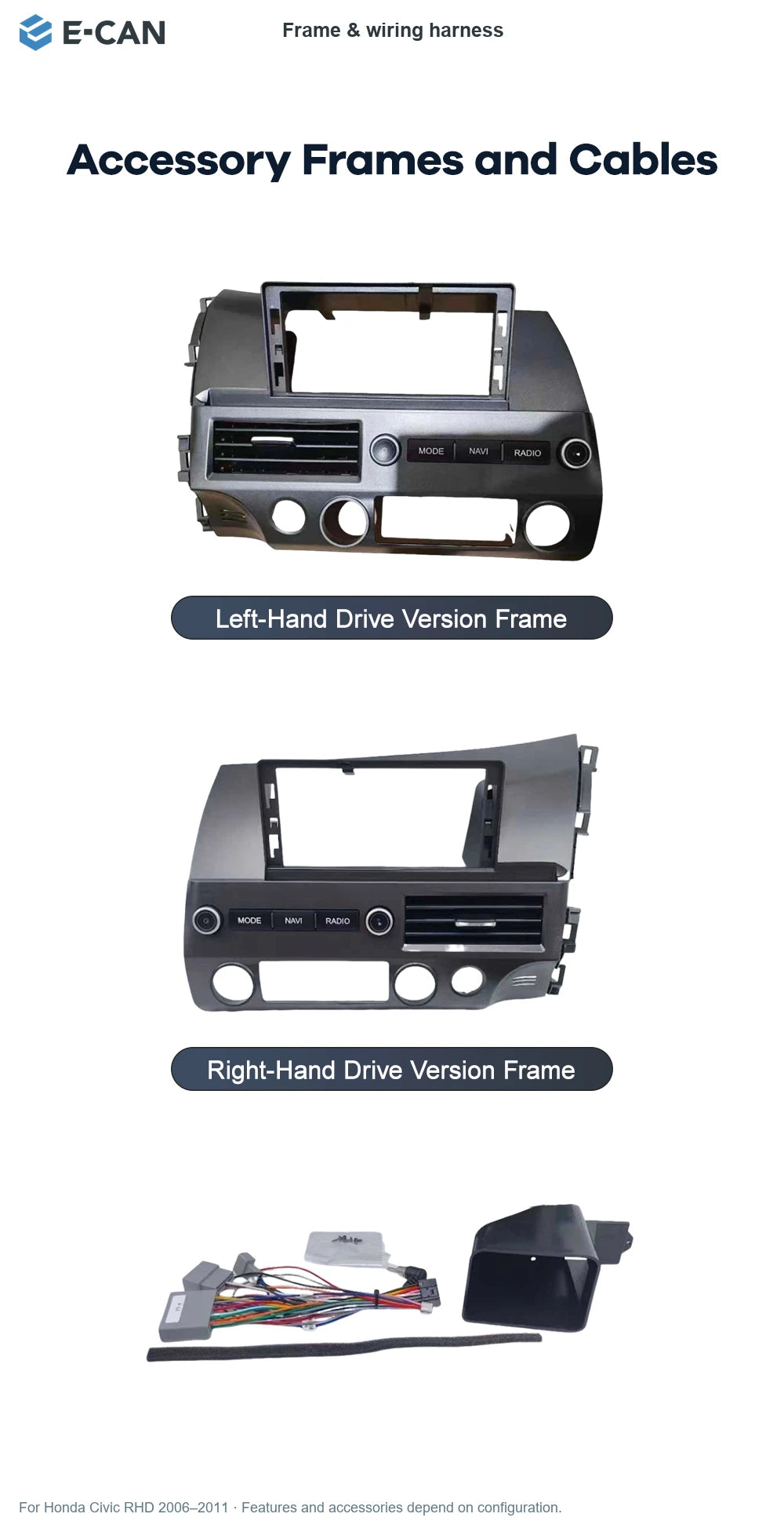 E-CAN Frame & wiring harness for Honda Civic RHD 2006–2011