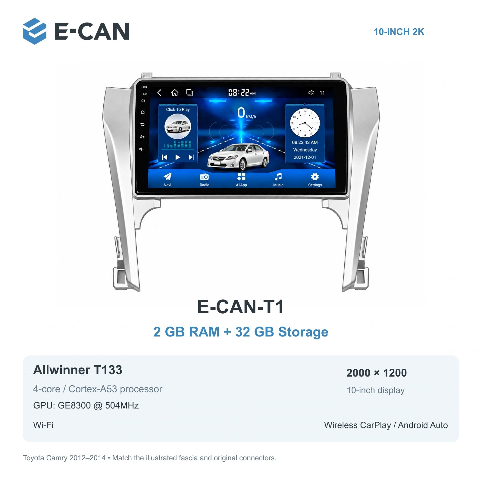 E-CAN Toyota camry Asia · 2012–2014 E-CAN-T1 2GB + 32GB