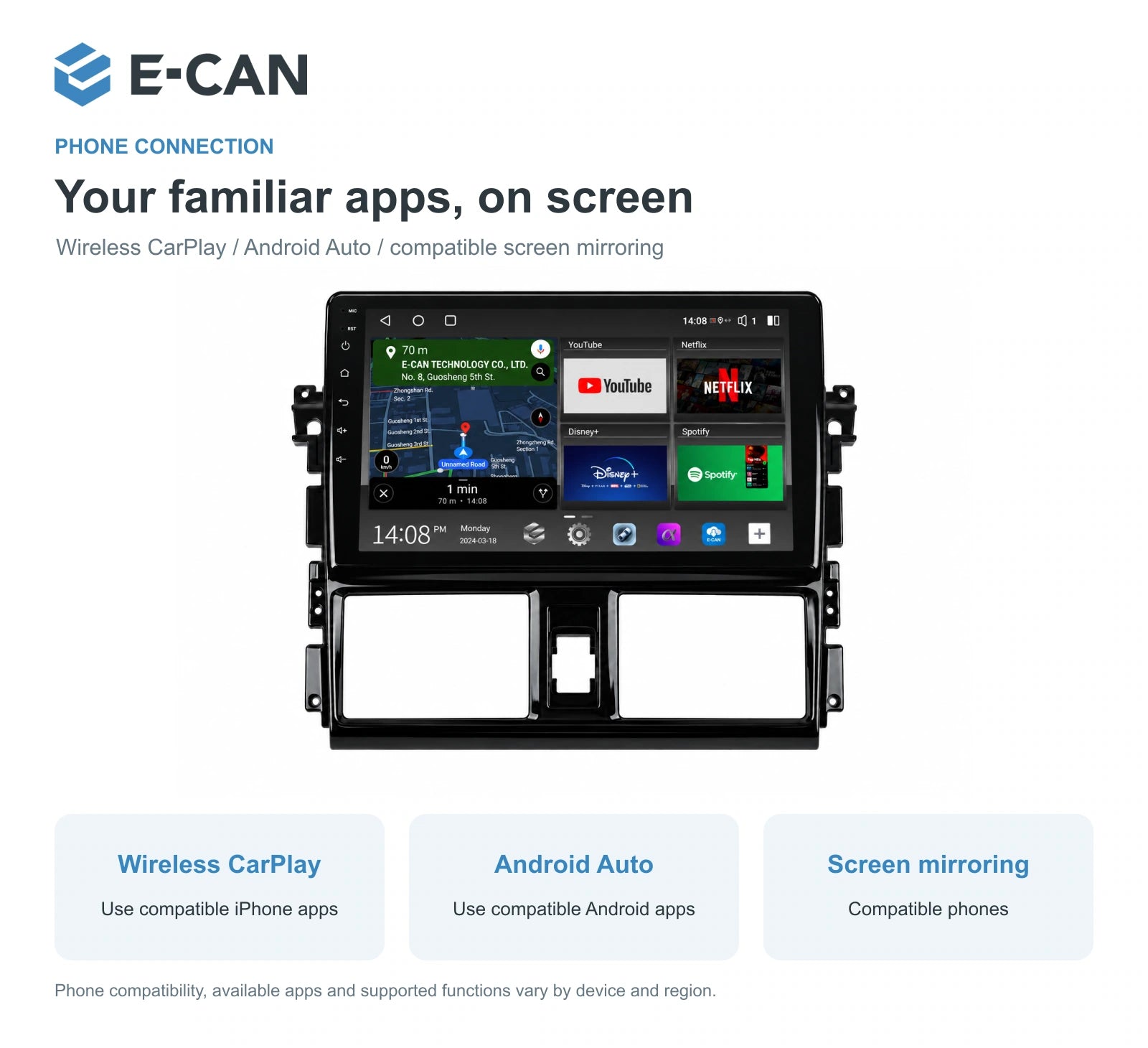 E-CAN Toyota vios Standard fascia · 2013–2016 feature