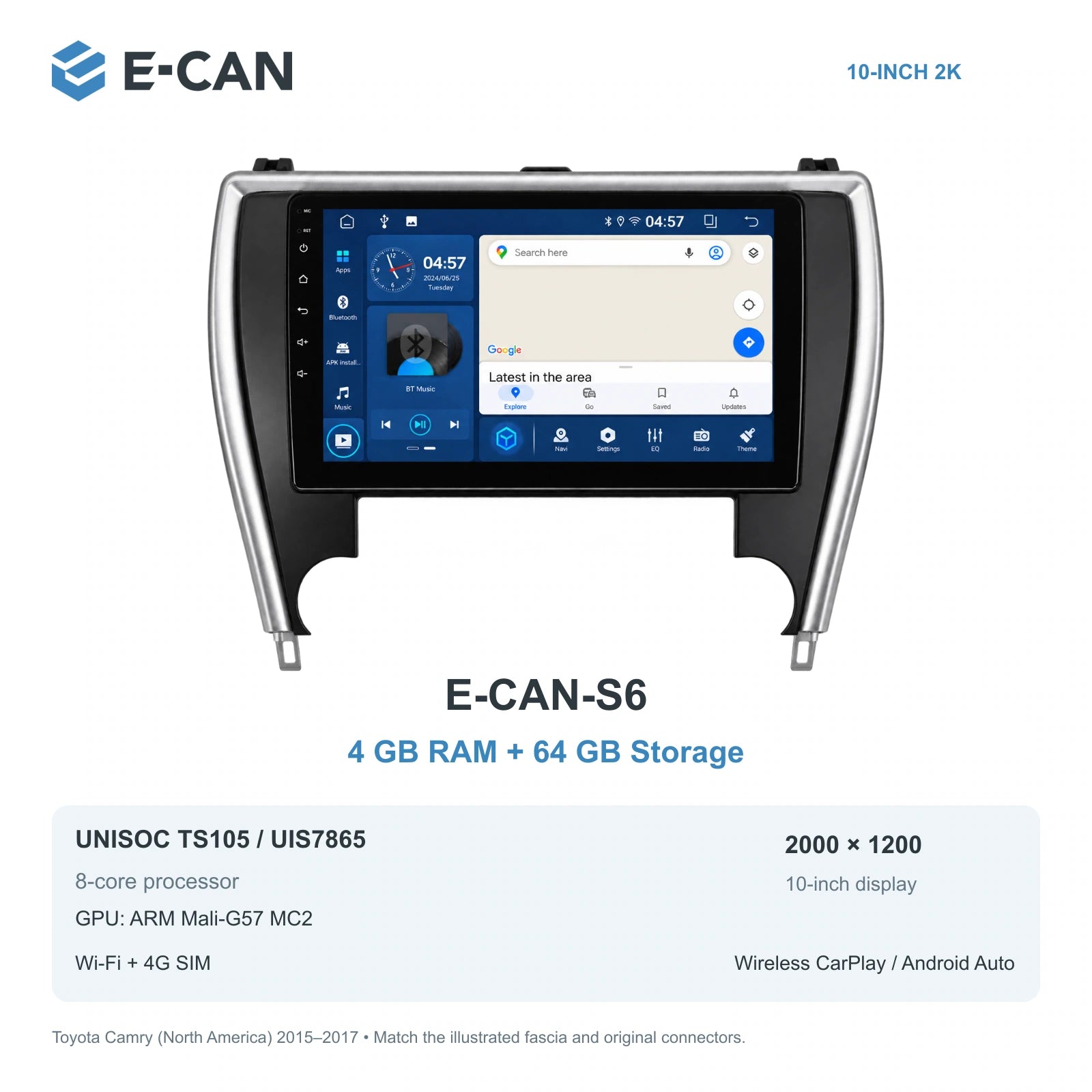 E-CAN Toyota camry North America facelift · 2015–2017 E-CAN-S6 4GB + 64GB