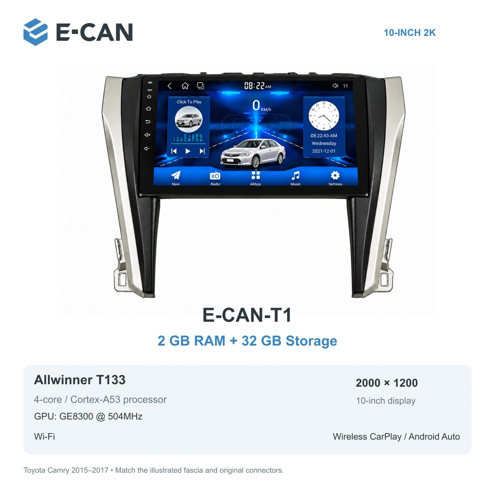 E-CAN Toyota camry Asia facelift · 2015–2017 E-CAN-T1 2GB + 32GB