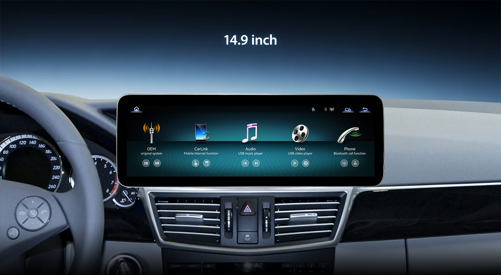 For Mercedes Benz E Class Four-Door W212 2010-2015 Wireless CarPlay/Android Auto Linux Touch Screen Multimedia | EC-L1