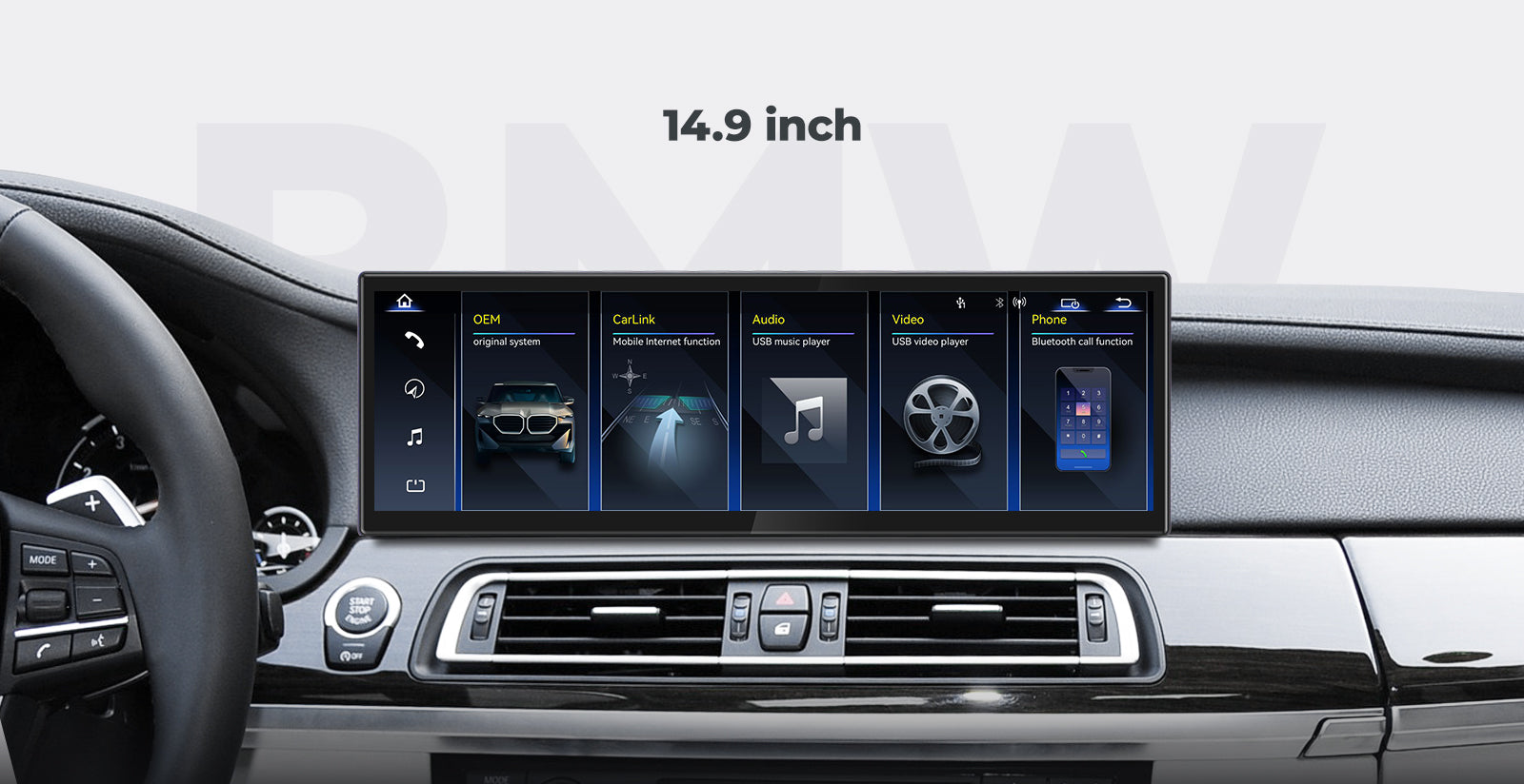 Car Stereo Head Unit Linux Touch Screen 14.9" 2009-2015 BMW 7 Series F01 F02 | EC-L1
