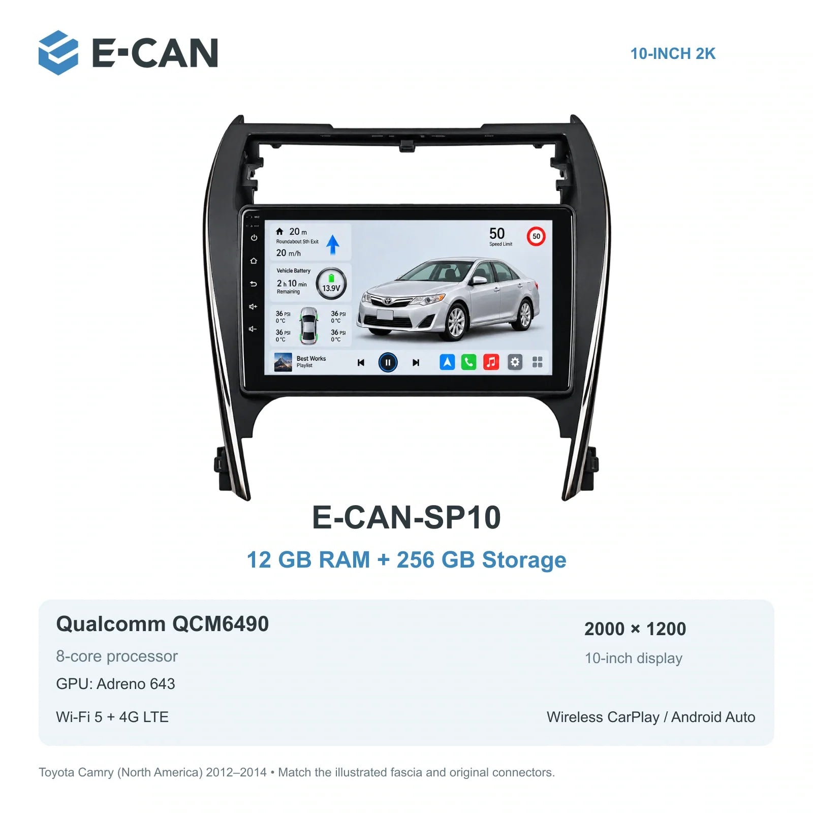 E-CAN Toyota camry North America · 2012–2014 E-CAN-SP10 12GB + 256GB