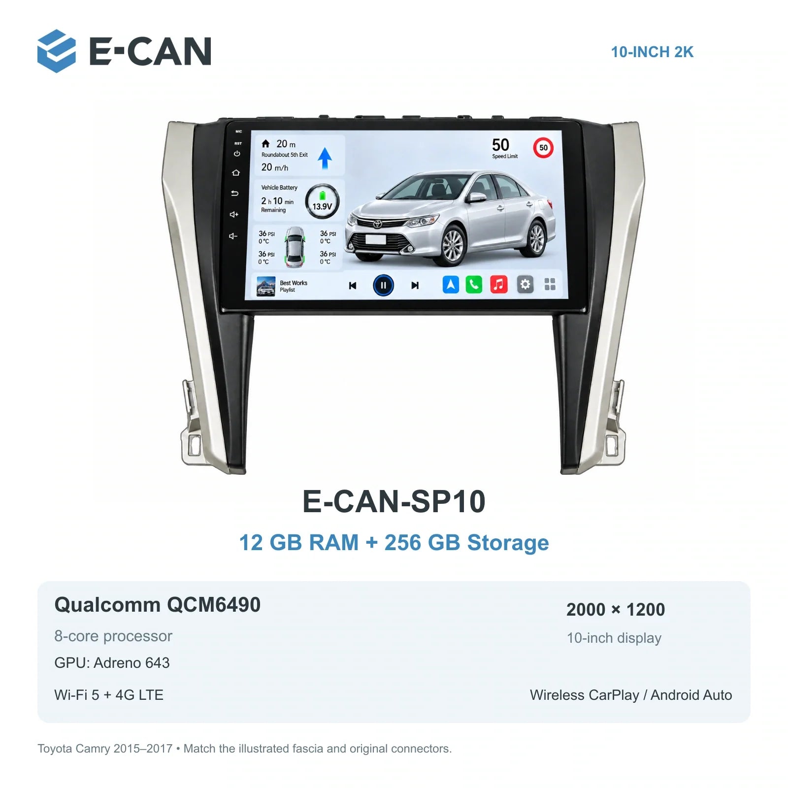 E-CAN Toyota camry Asia facelift · 2015–2017 E-CAN-SP10 12GB + 256GB