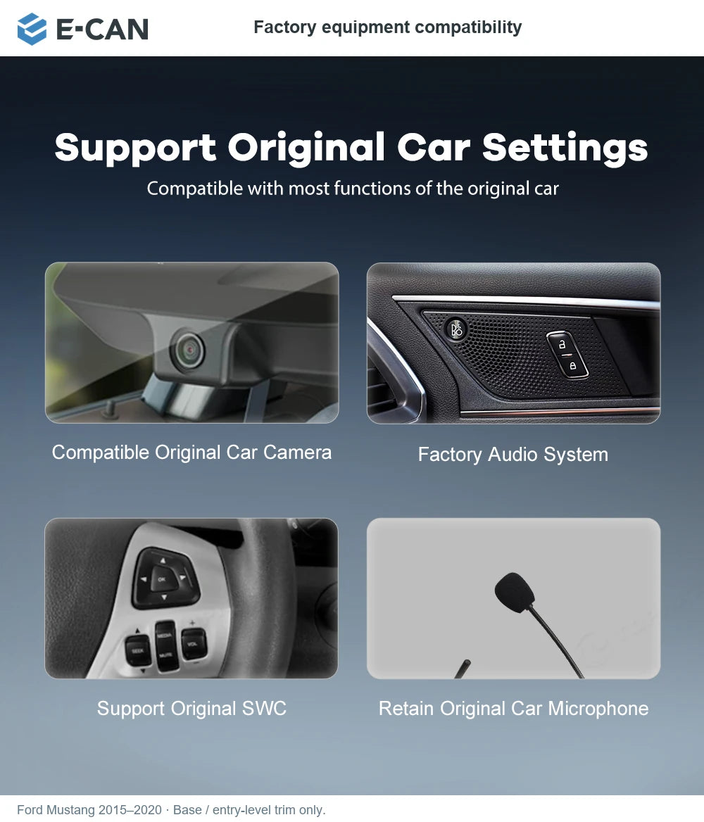 E-CAN Factory equipment compatibility for Ford Mustang 2015–2020