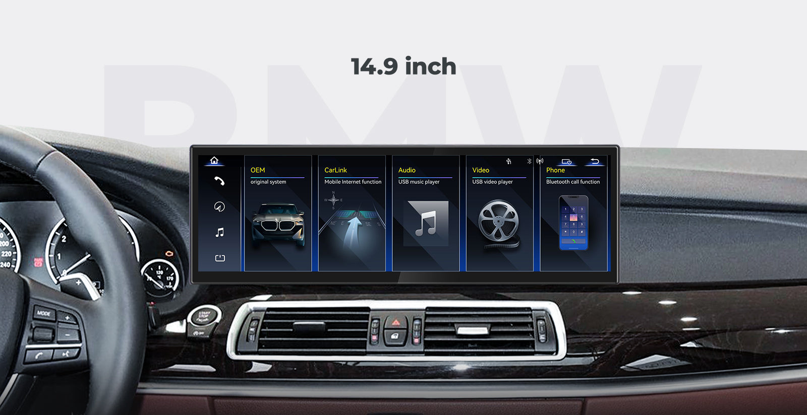 For BMW 5 Series GT F07 2009-2016 Linux Screen Apple CarPlay 10.25" 12.3" Multimedia Player | EC-L1