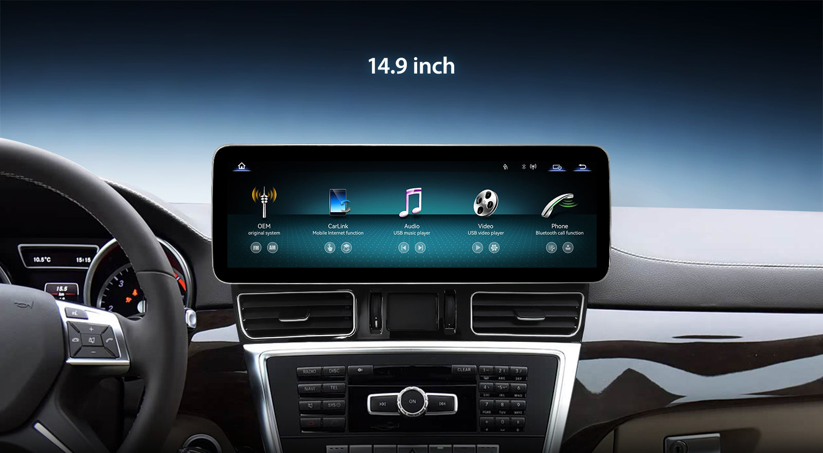 For Mercedes Benz ML GL W166 X164 2012-2015 Wireless CarPlay/Android Auto Linux Touch Screen Multimedia | EC-L1