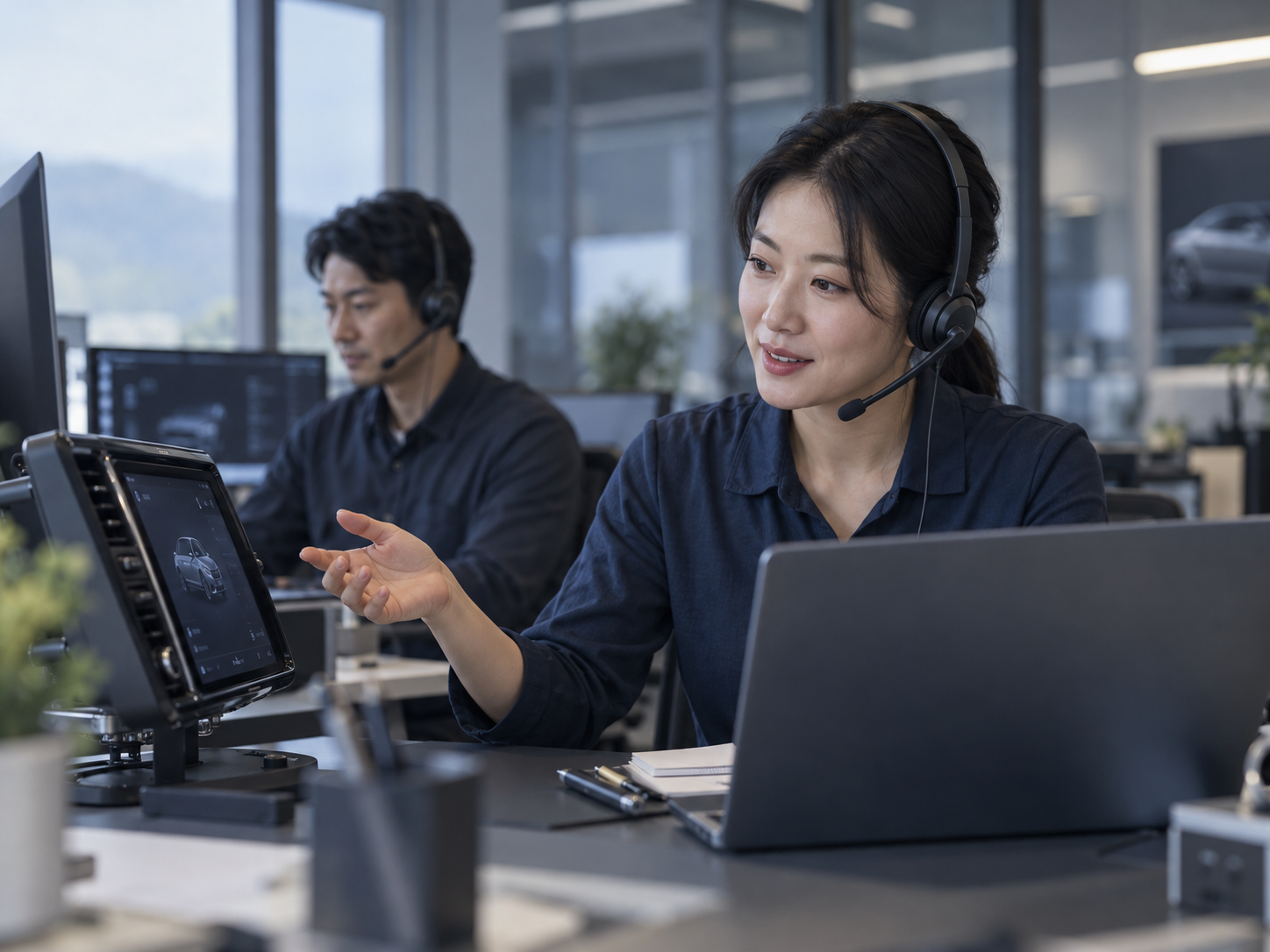 Illustrative customer support specialists providing technical guidance