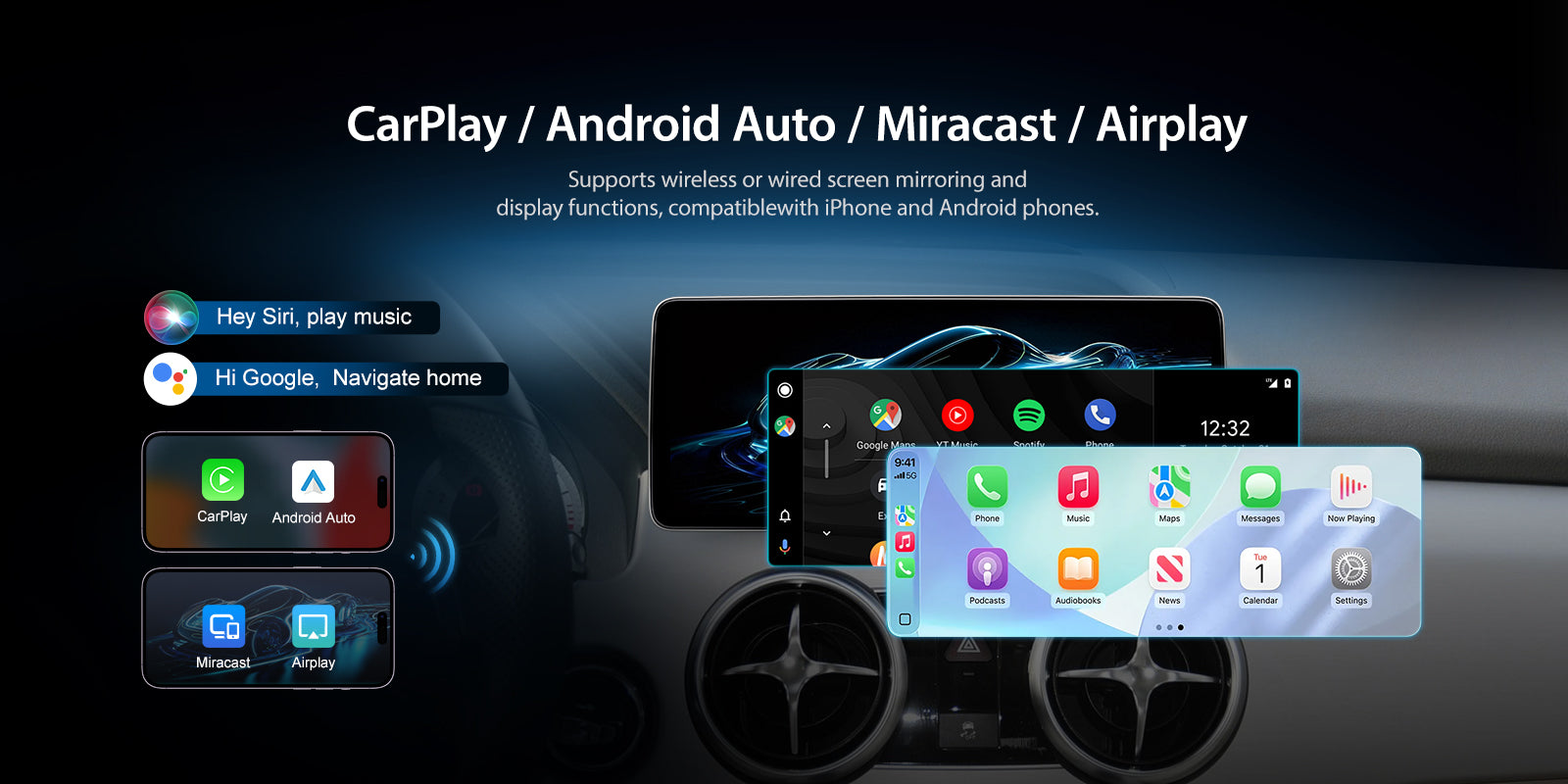 For Mercedes Benz GLK Class X204 2008-2012 Wireless CarPlay/Android Auto Linux Touch Screen Multimedia | EC-L1