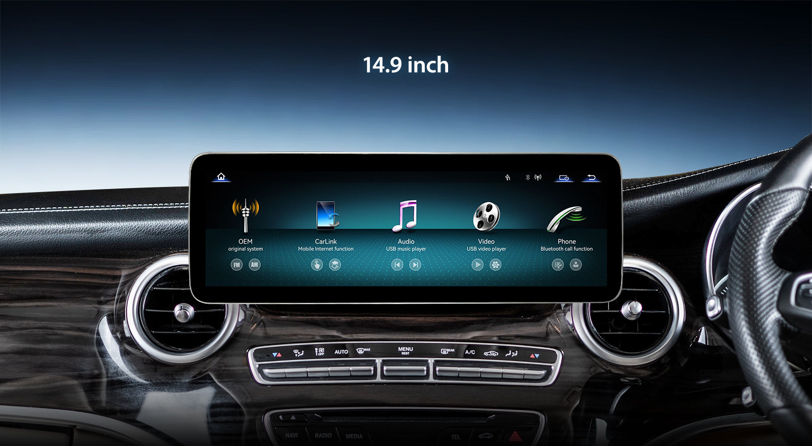 For Mercedes Benz V Class W447 2014-2021 Wireless CarPlay/Android Auto Linux Touch Screen Multimedia | EC-L1