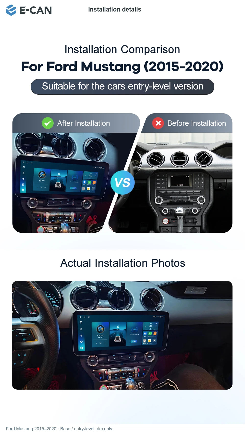 E-CAN Installation details for Ford Mustang 2015–2020