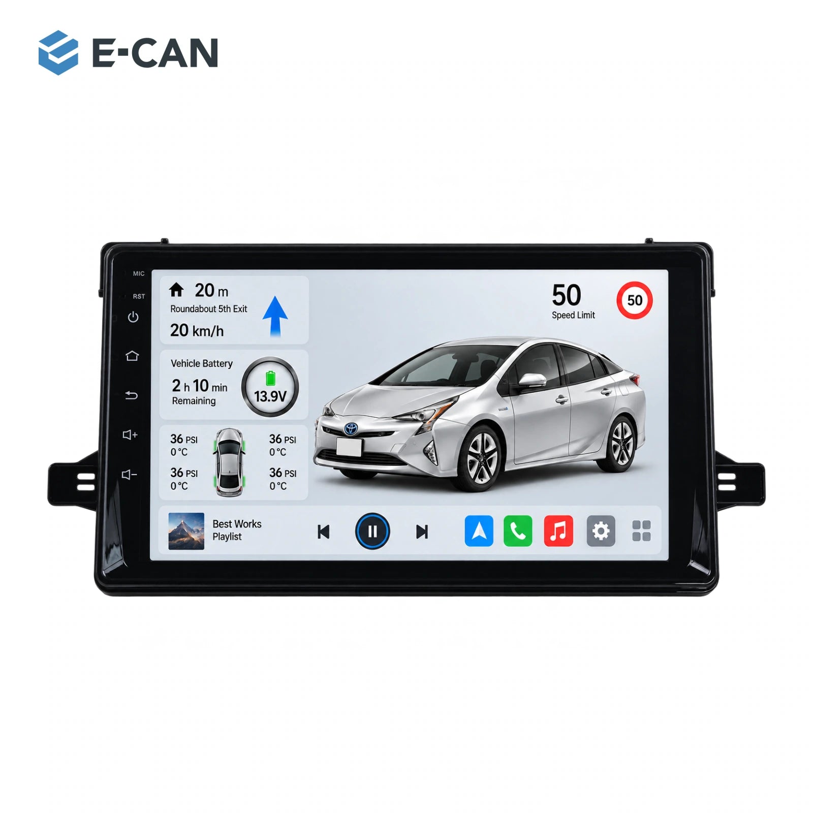 9-inch · 2016–2019 matched fascia for Toyota Prius 2016–2019
