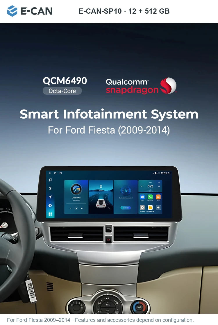 E-CAN E-CAN-SP10 · 12 + 512 GB for Ford Fiesta 2009–2014