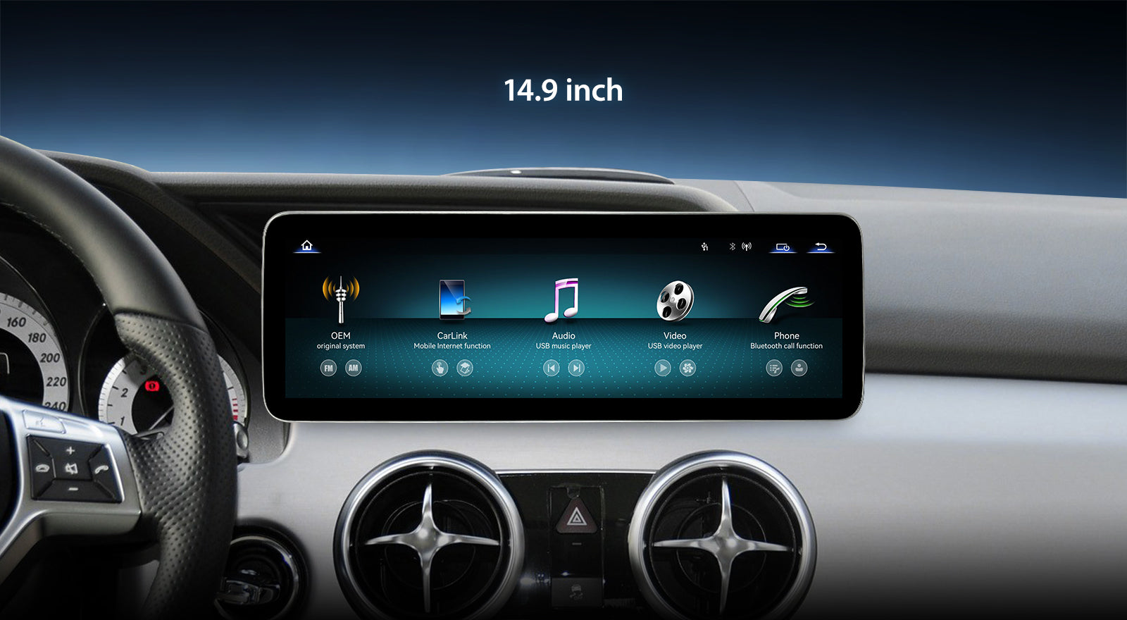 For Mercedes Benz GLK Class X204 2008-2012 Wireless CarPlay/Android Auto Linux Touch Screen Multimedia | EC-L1