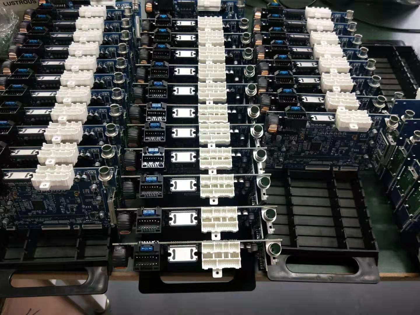 Rows of prepared electronics units