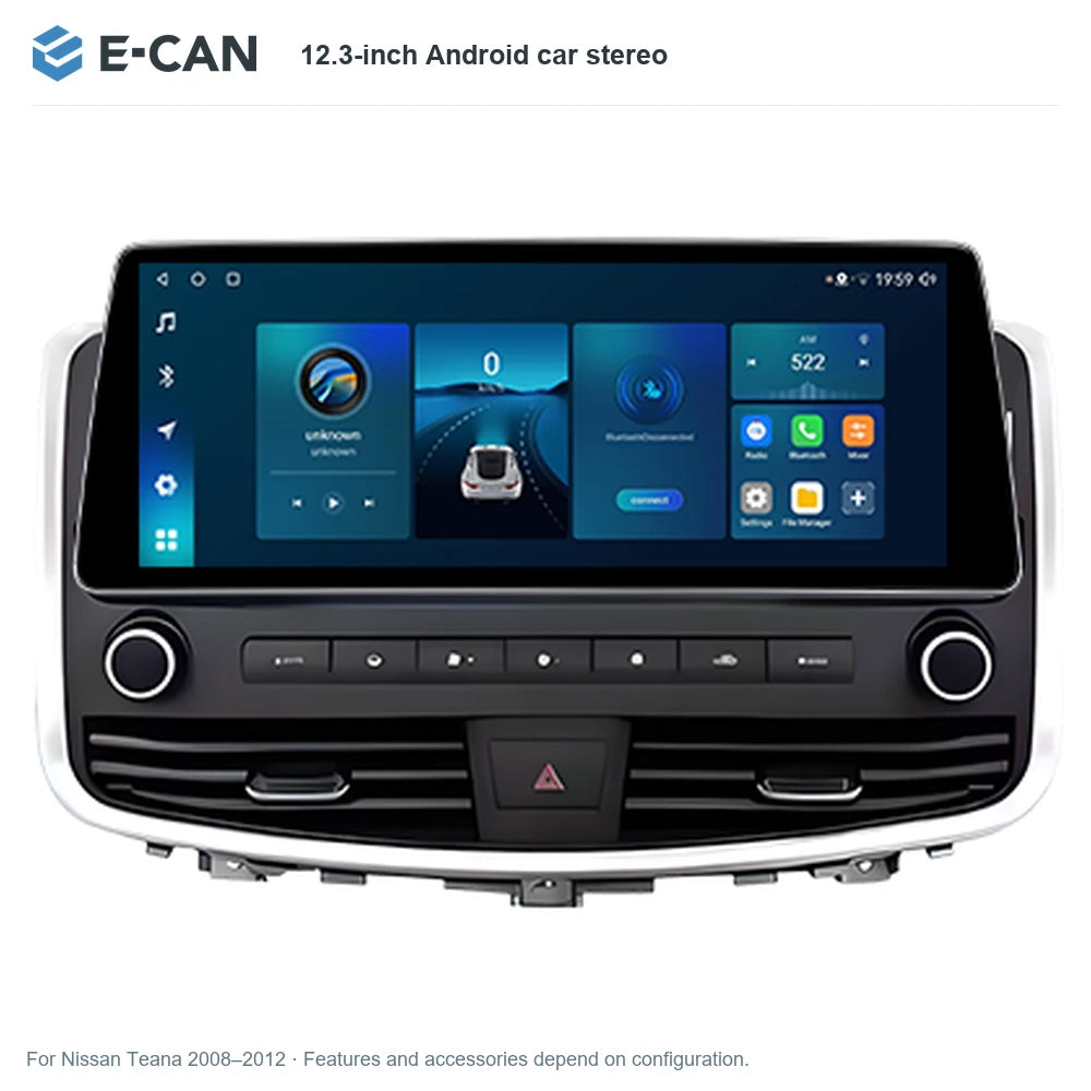 E-CAN 12.3-inch Android car stereo for Nissan Teana 2008–2012