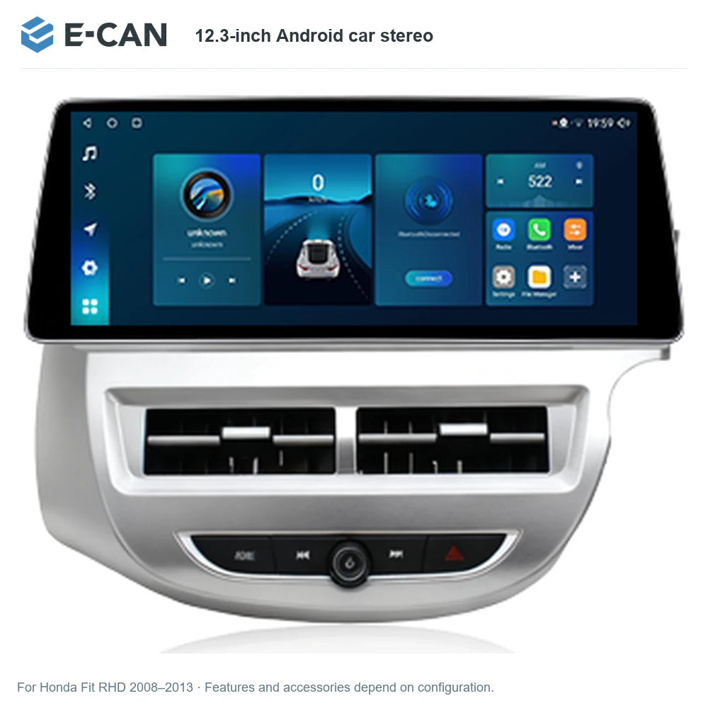 E-CAN 12.3-inch Android car stereo for Honda Fit RHD 2008–2013