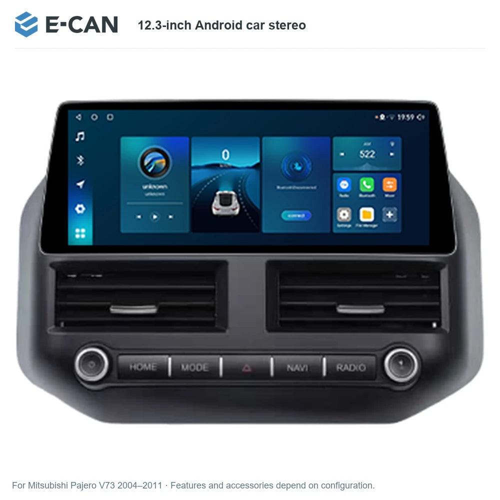 E-CAN 12.3-inch Android car stereo for Mitsubishi Pajero V73 2004–2011