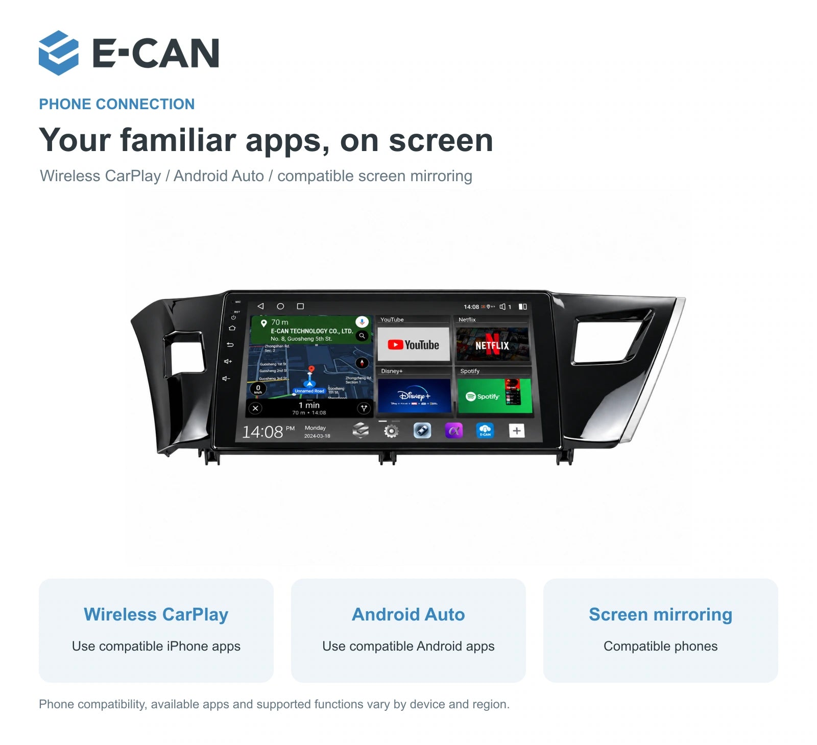E-CAN Toyota corolla China LHD fascia · 2014–2016 feature