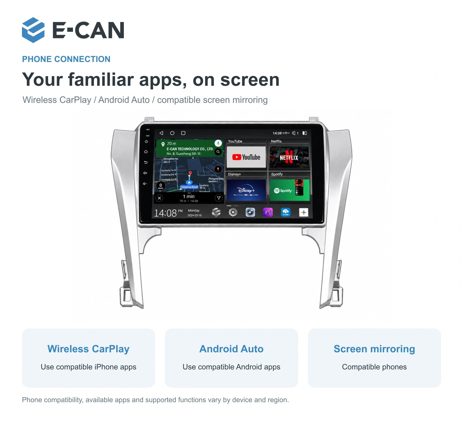 E-CAN Toyota camry Asia · 2012–2014 feature