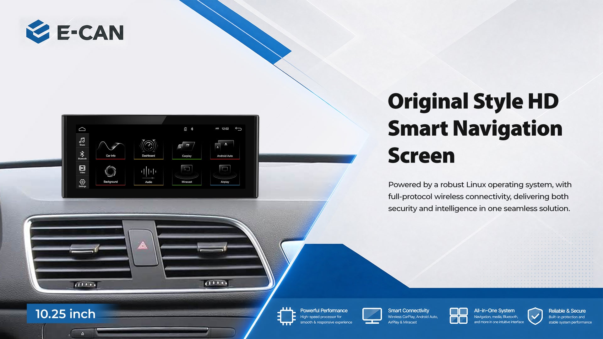 For Audi Q3 2012-2018 10.25" 12.3" Linux Car Audio Head Unit Wireless CarPlay/Android Auto Bluetooth | EC-L1