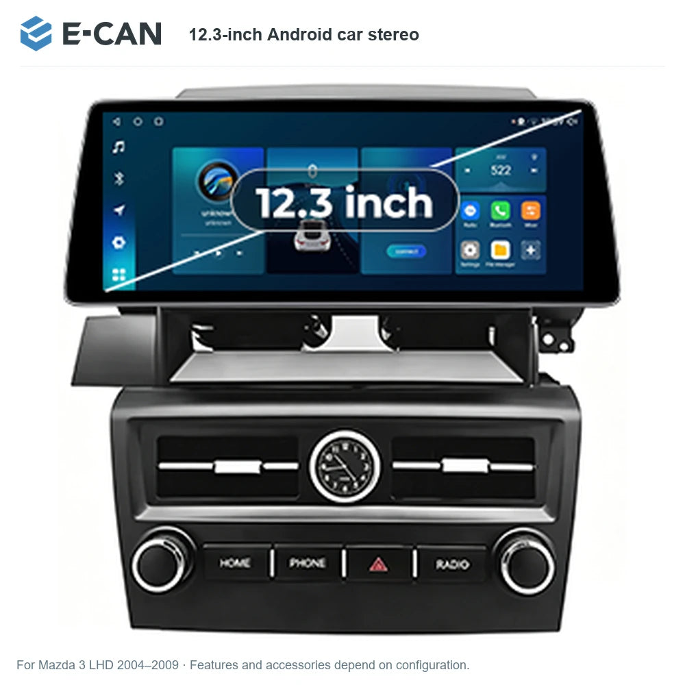 E-CAN 12.3-inch Android car stereo for Mazda 3 LHD 2004–2009