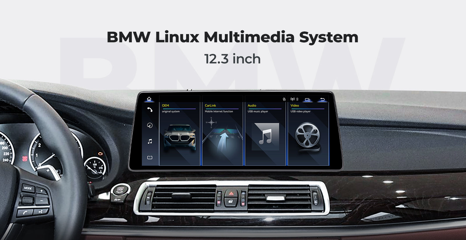 For BMW 5 Series GT F07 2009-2016 Linux Screen Apple CarPlay 10.25" 12.3" Multimedia Player | EC-L1