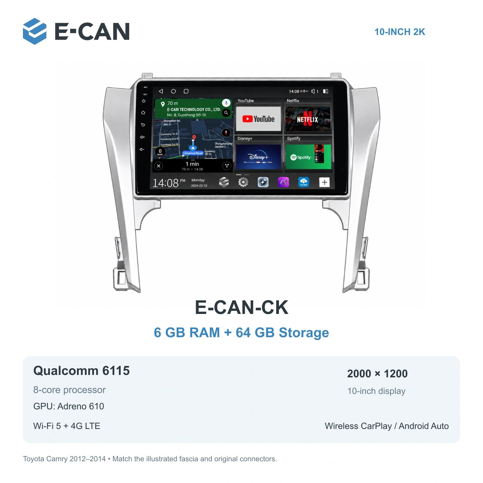 E-CAN Toyota camry Asia · 2012–2014 E-CAN-CK 6GB + 64GB