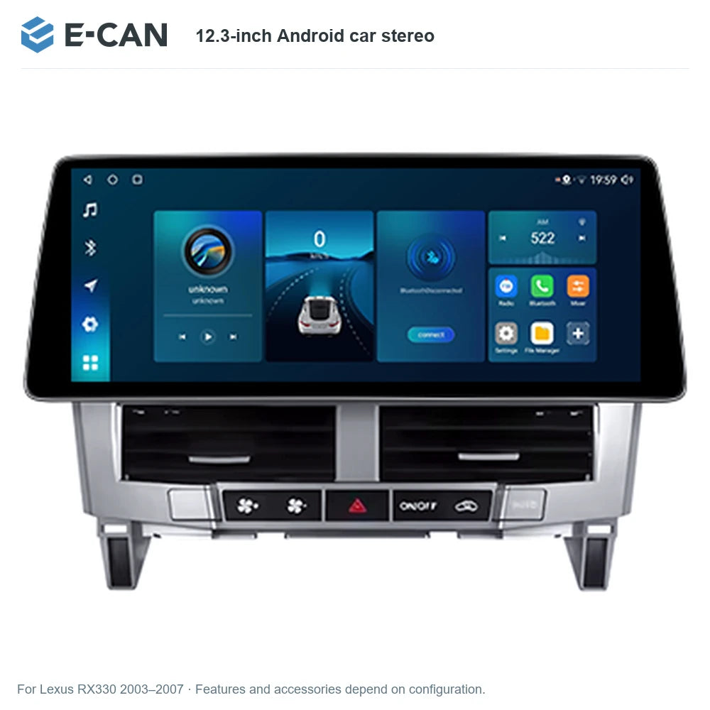 E-CAN 12.3-inch Android car stereo for Lexus RX330 2003–2007