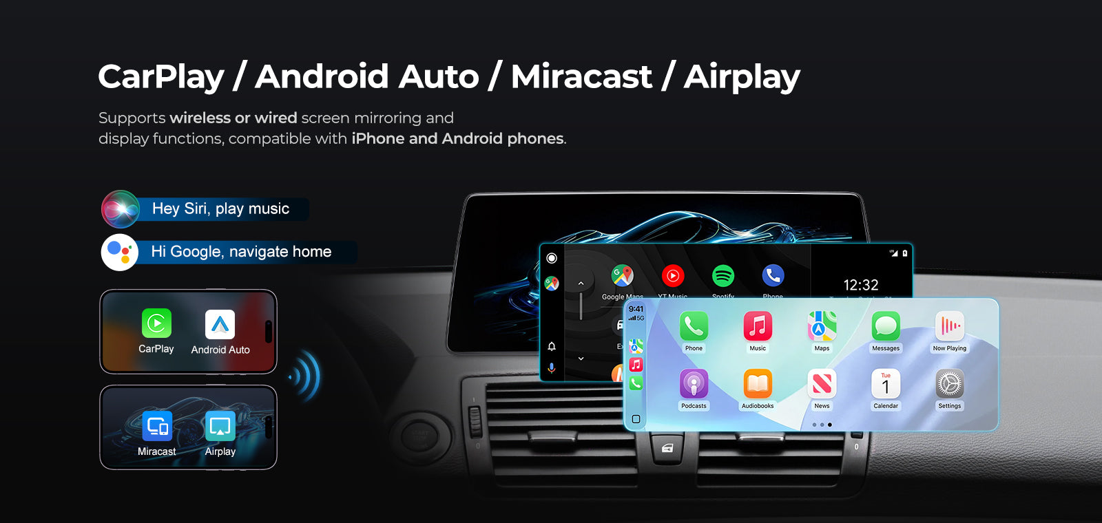 CarPlay/Android Auto/Miracast/Airplay